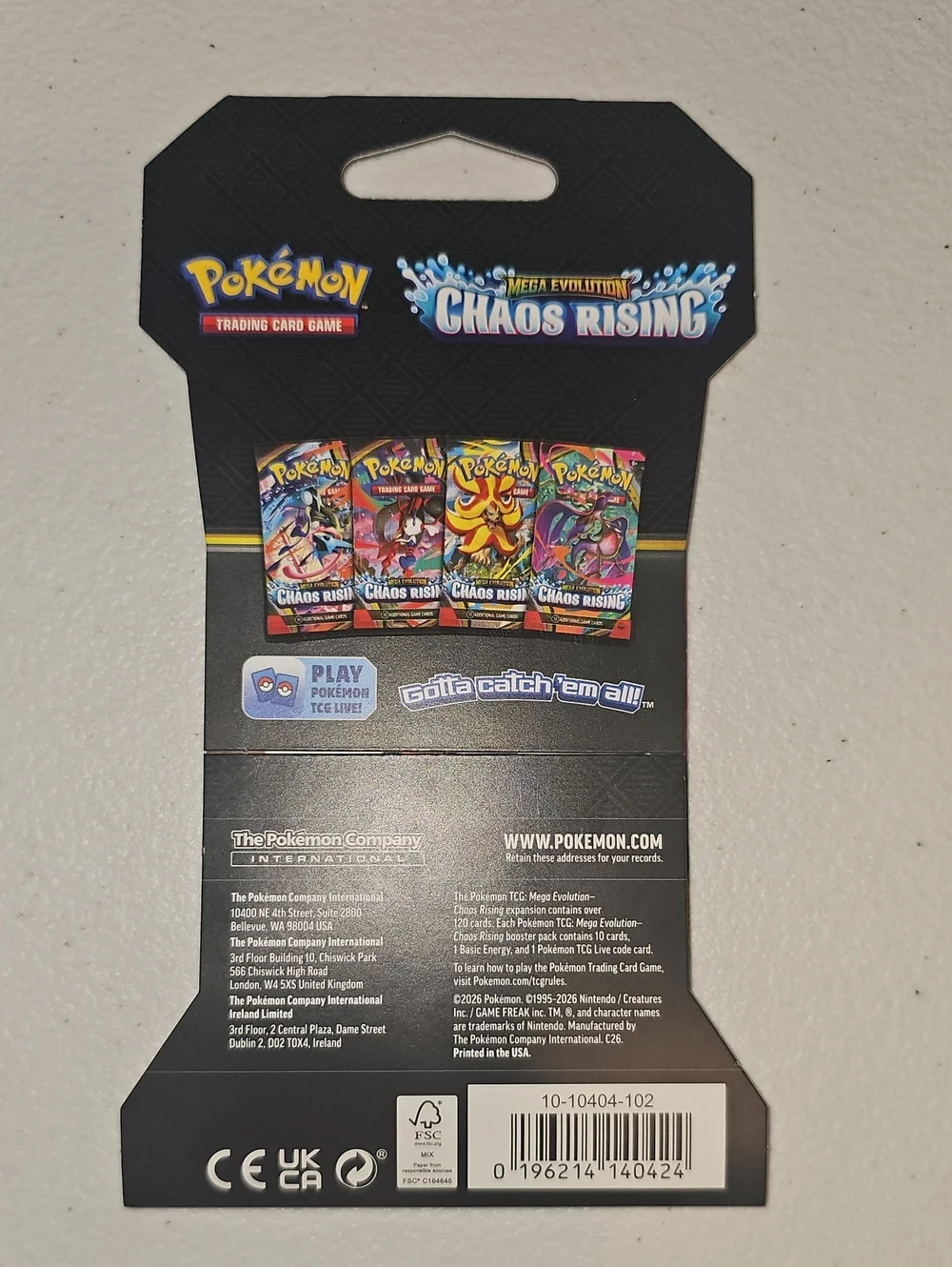 Pokémon Trading Card Game Chaos Rising Booster Pack New